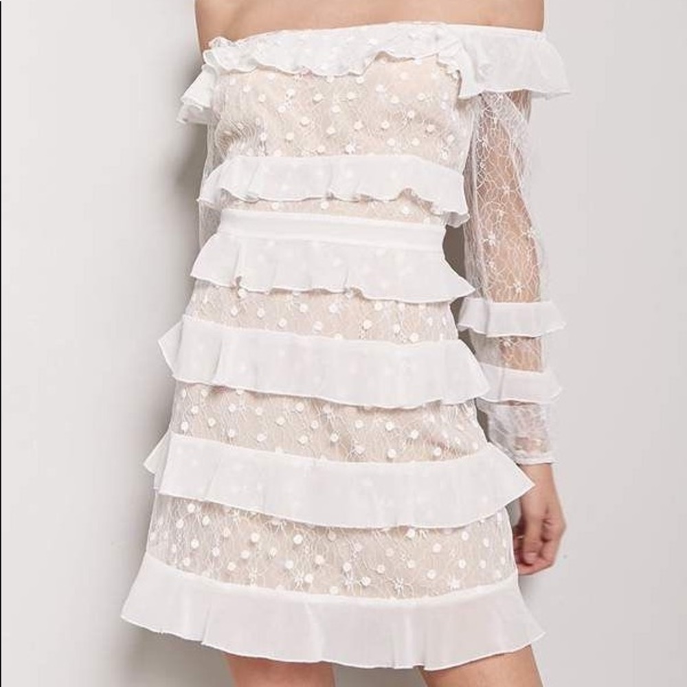 Forever 21 Lace Ruffle Tiered Polka Dot Dress